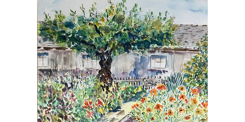 Painter appreciates outdoor creation