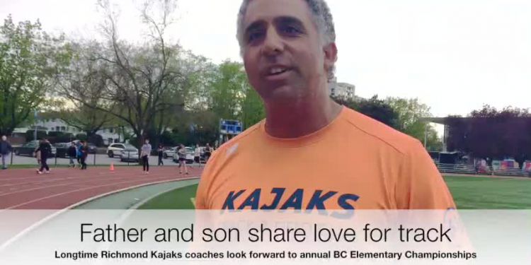 Father and son share love of track. Longtime Richmond Kajaks coaches Byron and Moseley Jack look forward to 50th BC Elementary Championships May 25 to 27 at Minoru Park.