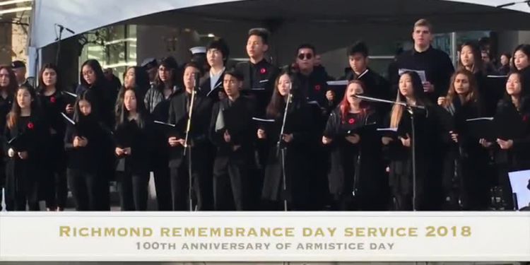 Richmond Remembrance Day Service. Richmond remembers on the 100th anniversary of Armistice Day.